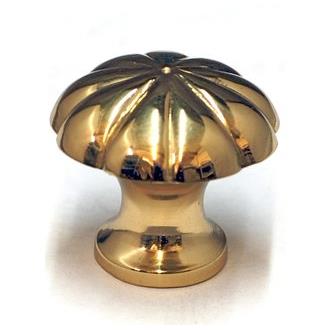 Cal Crystal VB-7 Vintage Brass FLUTED KNOB in Polished Brass
